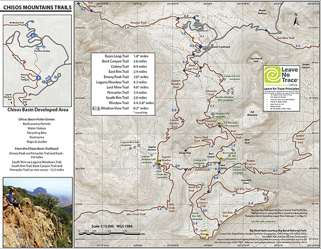 Chisos Mountains Trails Map 2020 - Click Image to Close